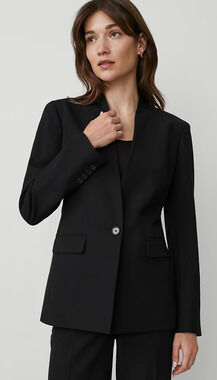 ANN TAYLOR COLLARLESS SEASONLESS STRETCH BLAZER JACKET BLACK 14P 14 PETITE NWT
